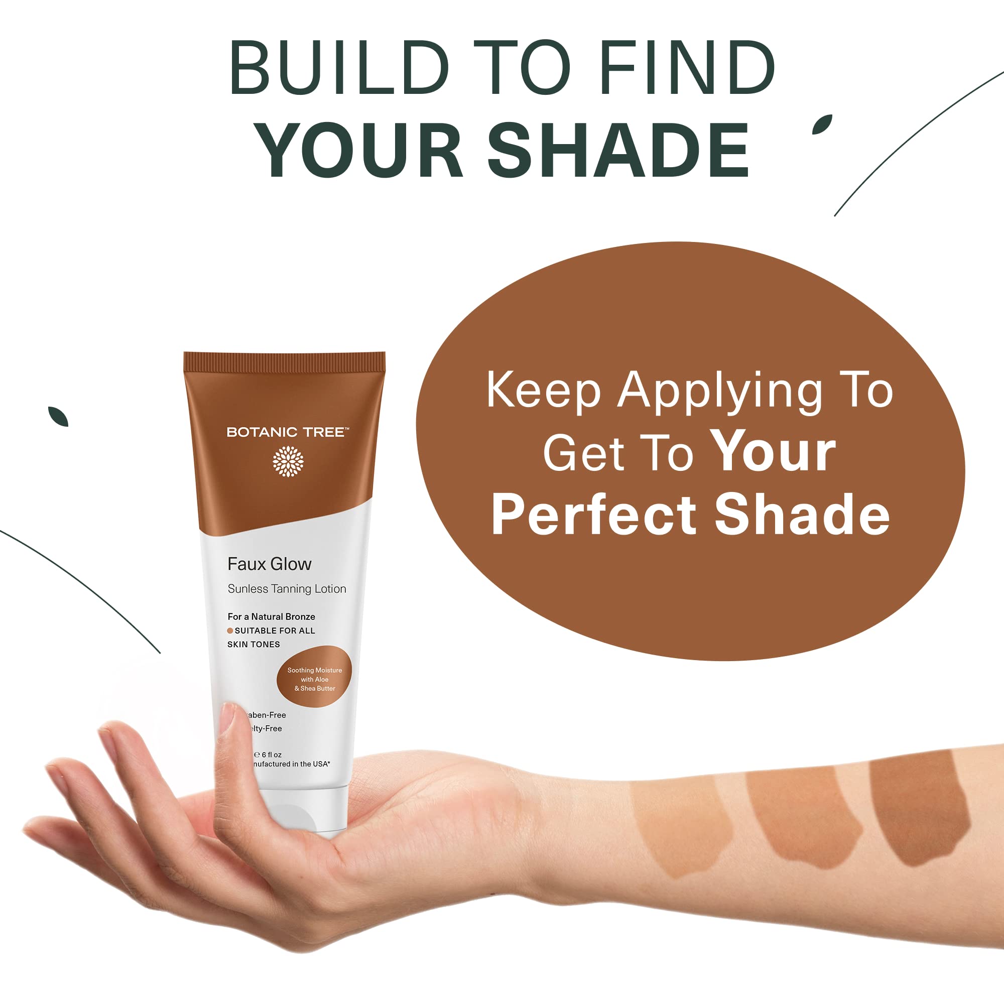 Botanic Tree Self Tanner being applied on skin for quick-drying result