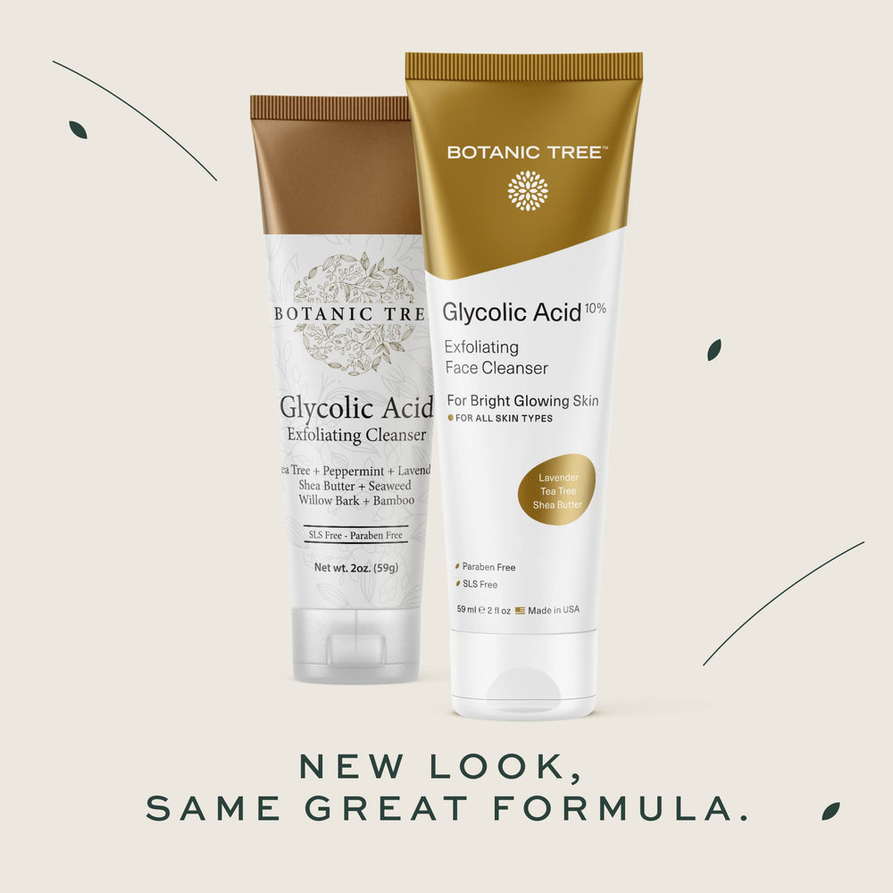 Botanic Tree travel-size face wash bottles for on the go exfoliation