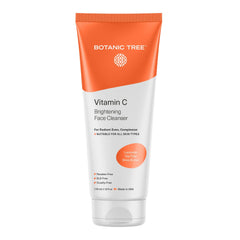 Botanic Tree Vitamin C Face Wash bottle front shows brightening cleanse for all skin types.