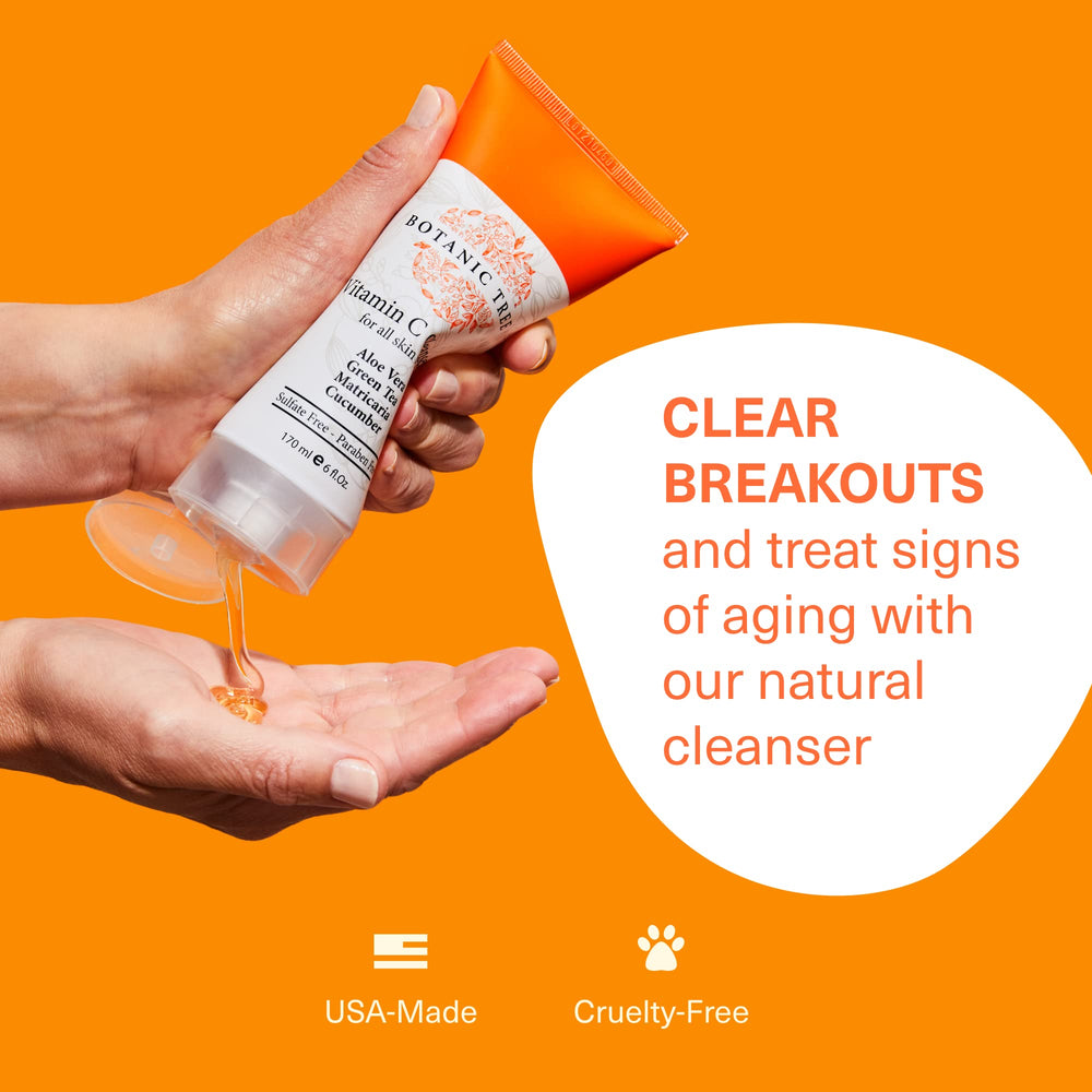 Botanic Tree Vitamin C Face Wash pore clarity close-up suggests minimized look.