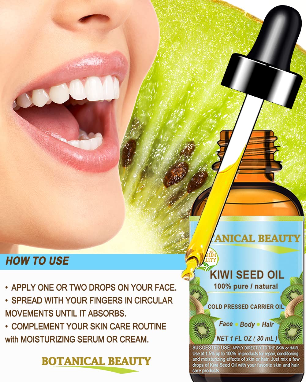 Botanical Beauty Kiwi Seed Oil for nails and cuticle conditioning.