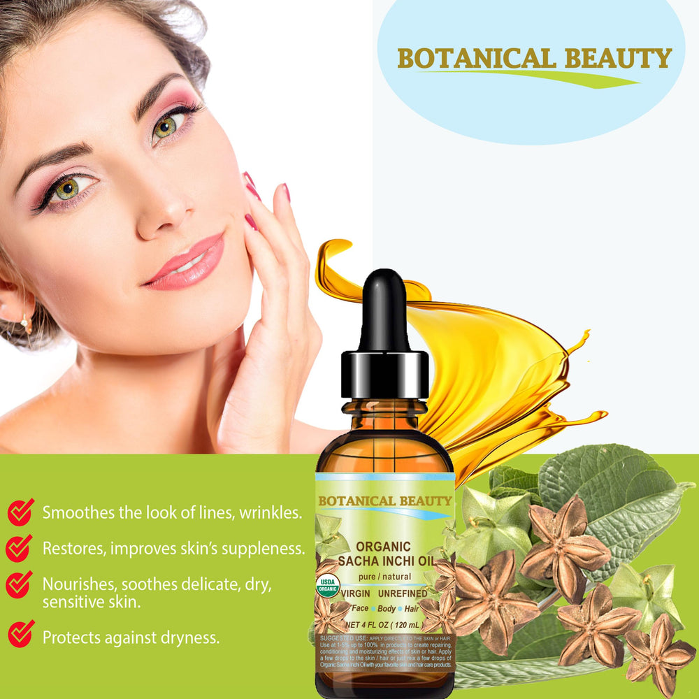 Botanical Beauty Sacha Inchi Oil dropper ideal for precise, non-greasy facial application