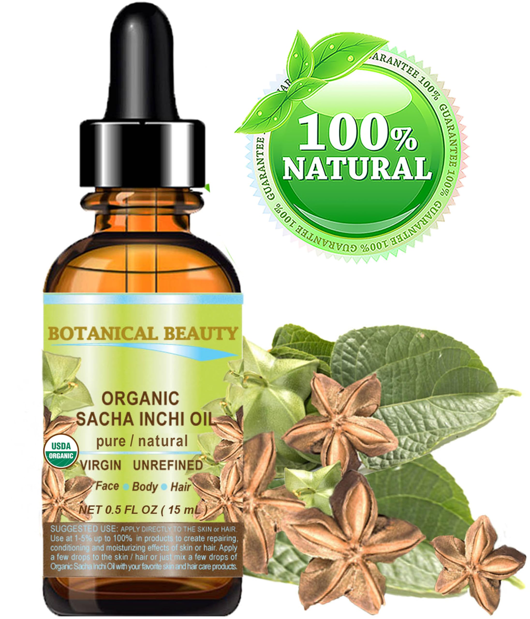 Botanical Beauty Sacha Inchi Oil packaging on a vanity for daily skincare routine