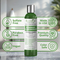 Botanical Green Care Rosemary-Lemongrass shampoo lather showing scalp cleansing