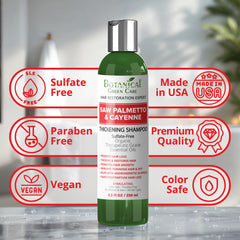 Botanical Green Care Saw Palmetto Cayenne Shampoo ingredients list includes biotin and caffeine