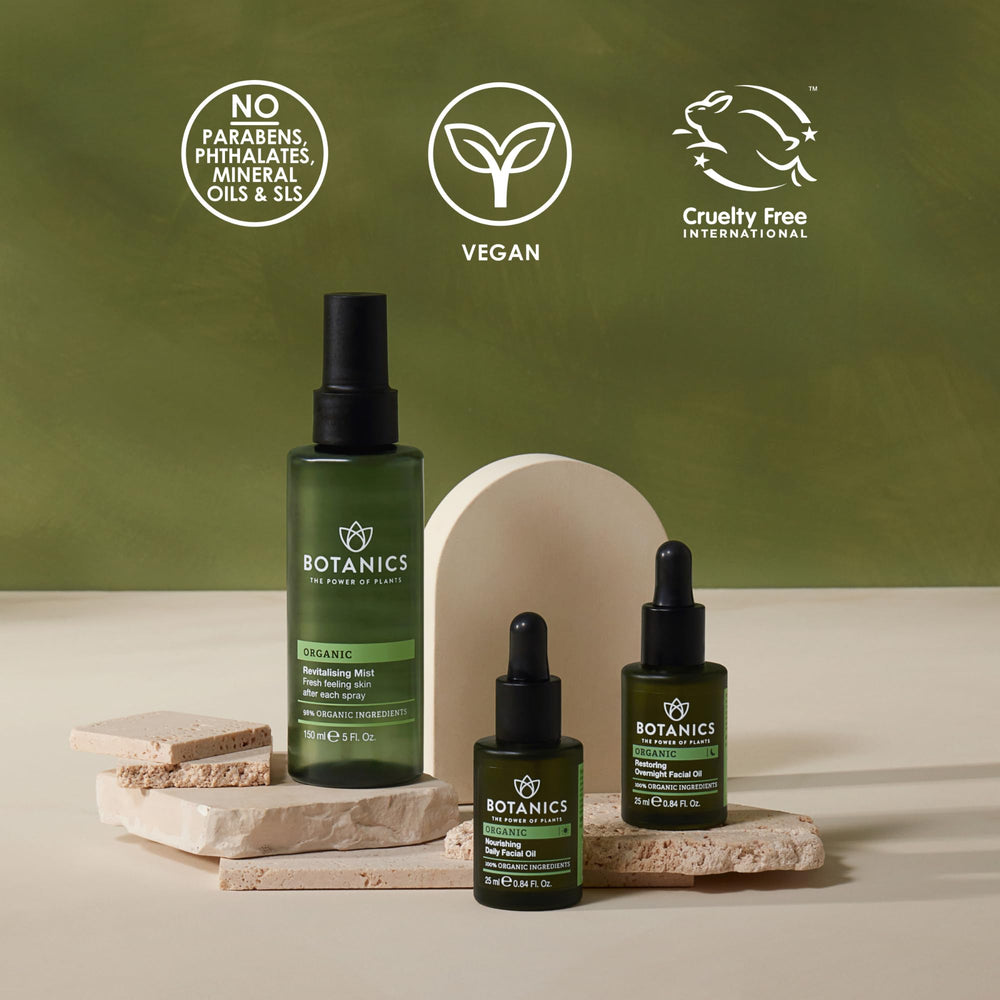 Botanics vegan cruelty-free packaging label confirming ethical product design