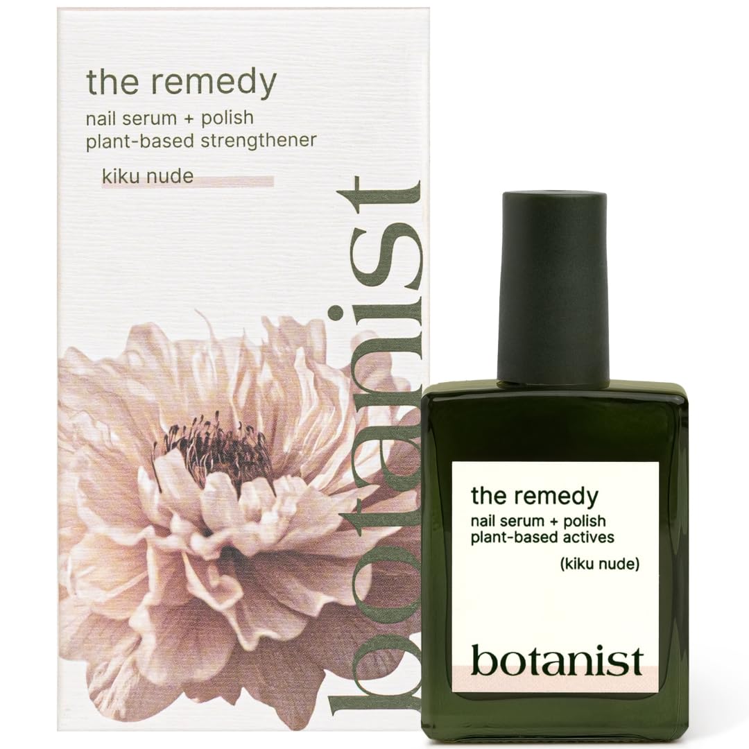 Botanist Nails The Remedy bottle closeup highlights non-toxic nude strengthening formula