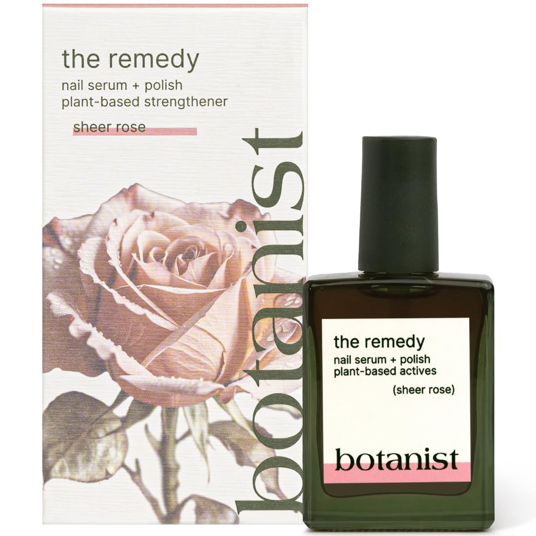 Botanist Nails The Remedy rose bottle showcases nourishing plant-based polish