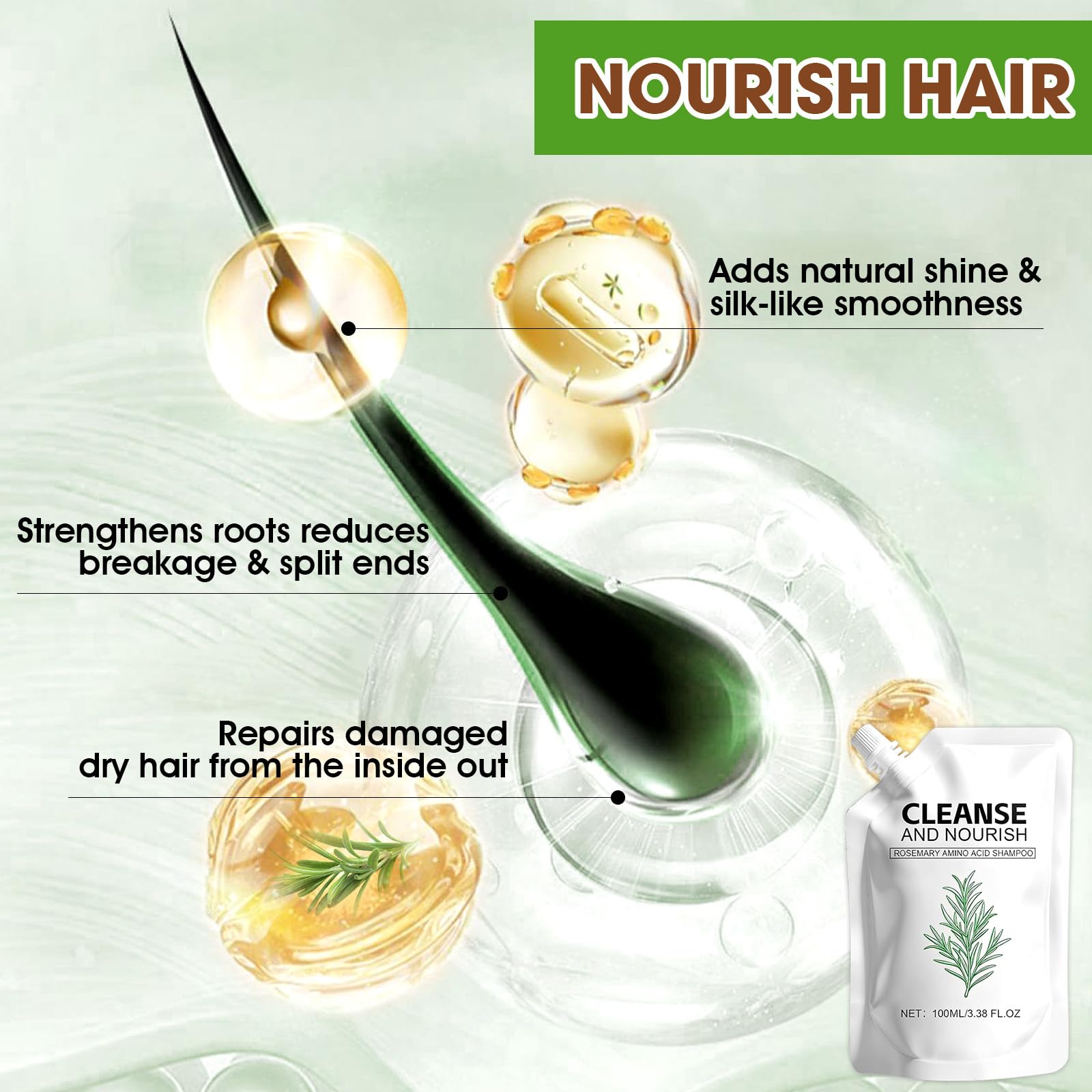 Botou Rosemary Amino Acid Shampoo back label describes amino acids nourishing scalp