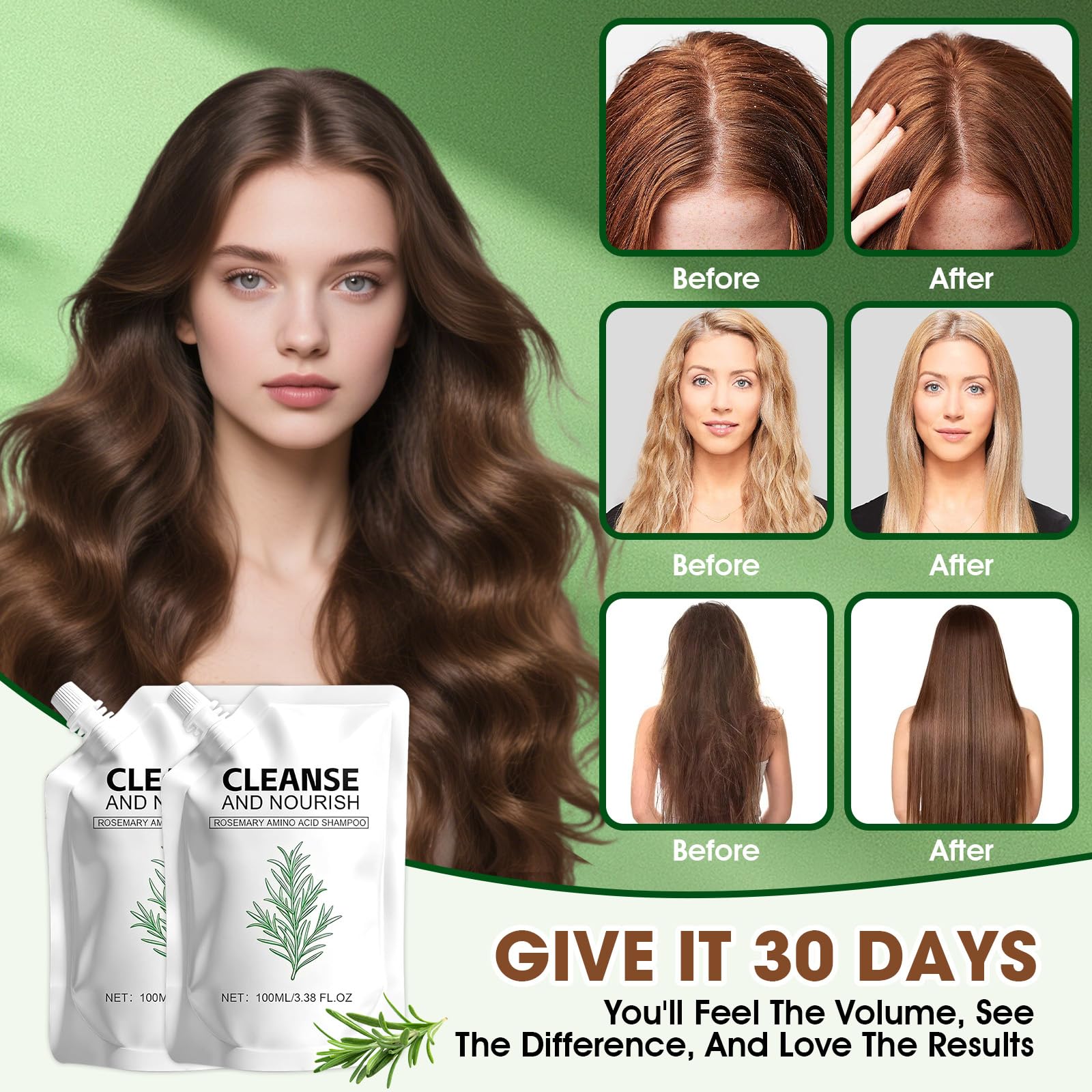 Botou Rosemary Amino Acid Shampoo packaging highlights gentle care with botanical formula