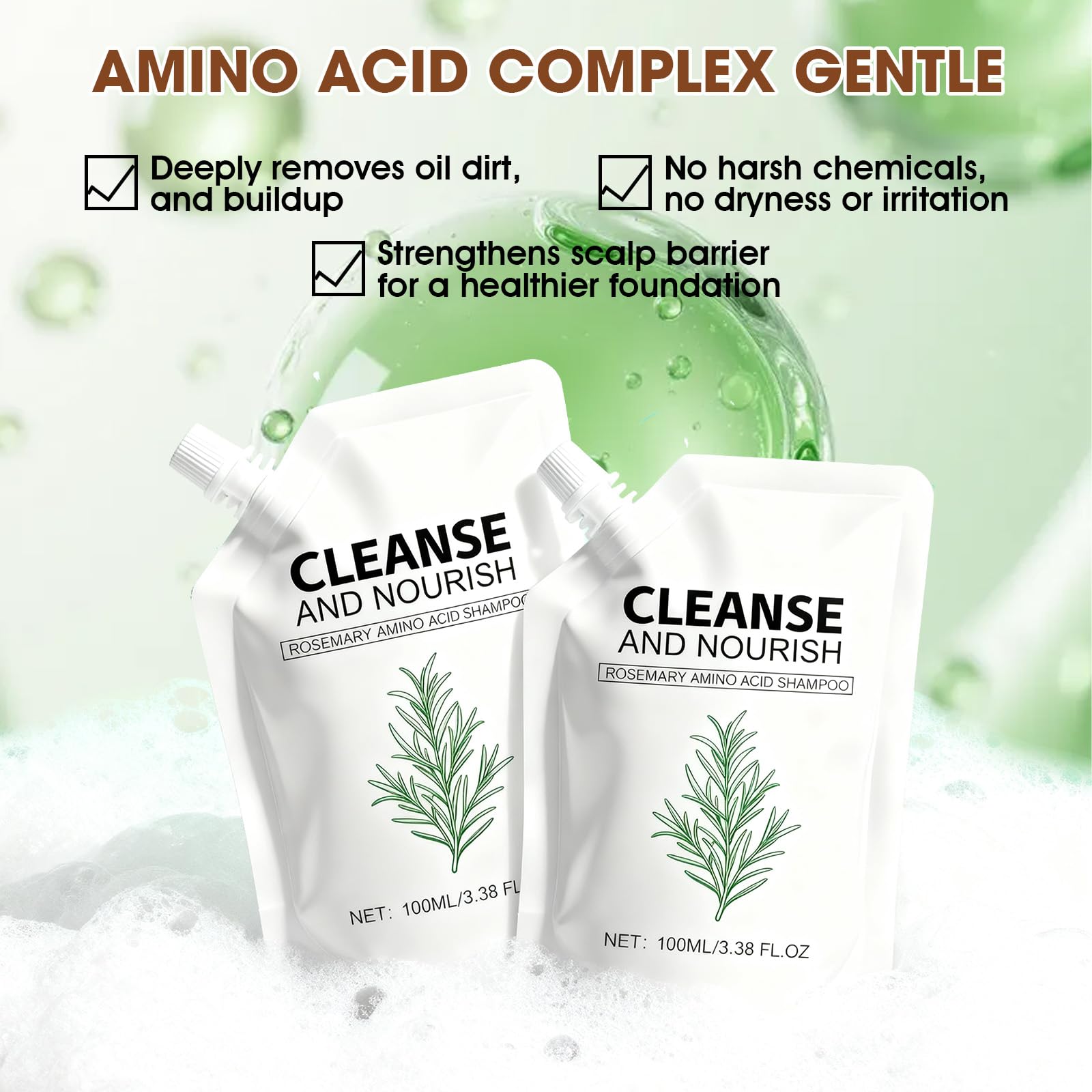 Botou Rosemary Amino Acid Shampoo pump-dispensing facilitates easy daily application
