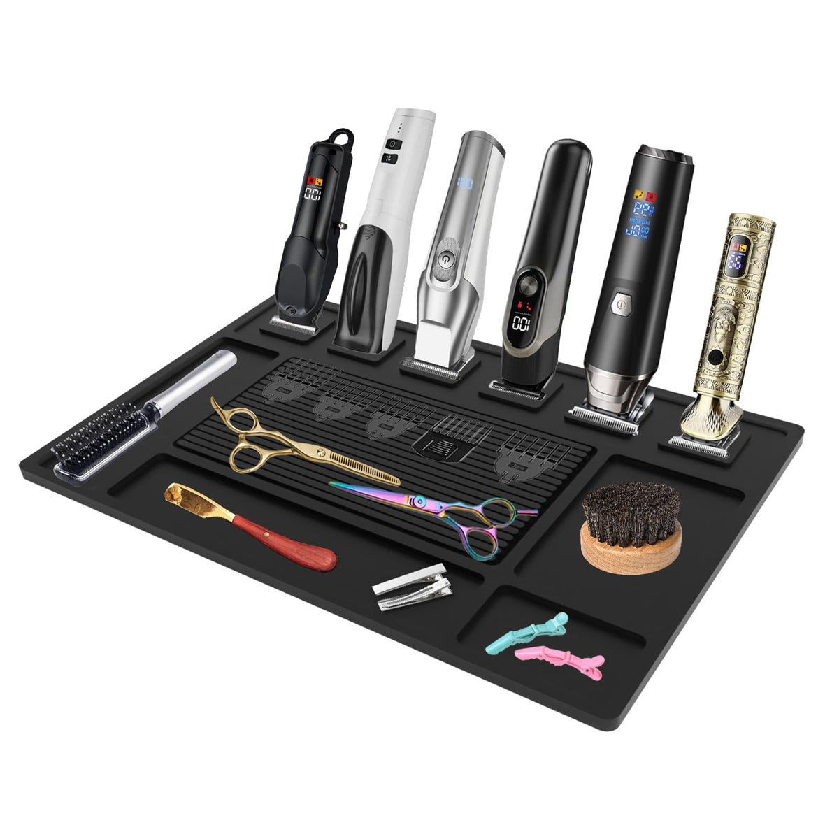 Botyboty Magnetic Barber Mat clippers secured by 6 magnets for quick access