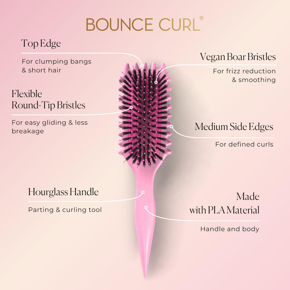 Bounce Curl Define EdgeLift Brush close-up bristles for smooth glide and reduced frizz.