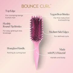 Bounce Curl Define EdgeLift Brush close-up bristles for smooth glide and reduced frizz.