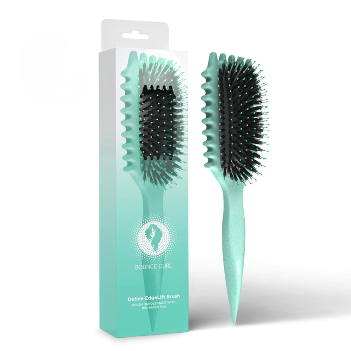 Bounce Curl Define EdgeLift Brush front view highlights its 5-in-1 versatility for defined, frizz-free curls.