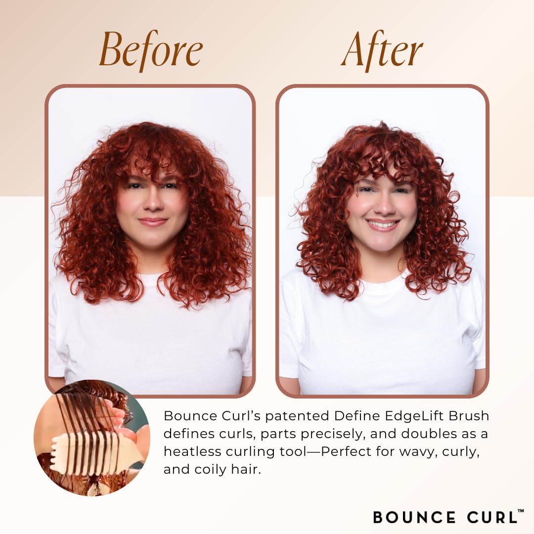 Bounce Curl Define EdgeLift Brush precision-parting handle enabling heatless curling.