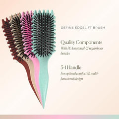 Bounce Curl EdgeLift Brush bristle closeup highlights smooth glide and frizz reduction.
