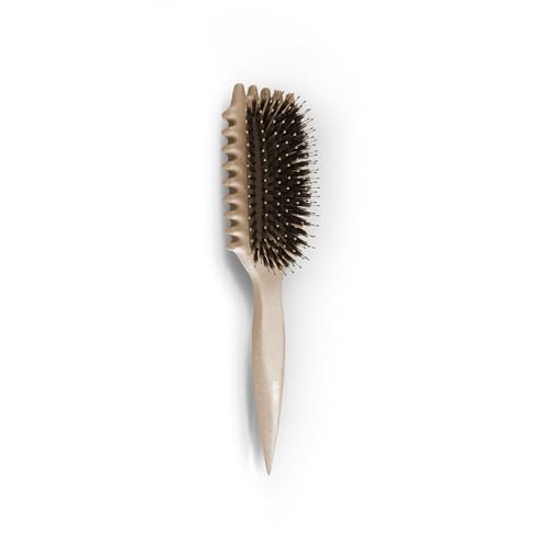 Bounce Curl EdgeLift Brush in use showing parting handle as heatless curling guide for effortless sections