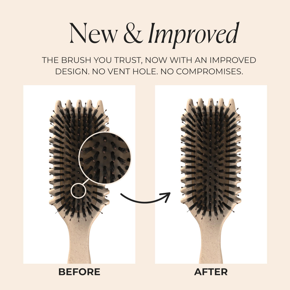 Bounce Curl EdgeLift Brush tan in use for styling and shaping curls