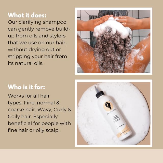 Bounce Curl Enzyme Gentle Clarifying Shampoo packaging shot communicates lightweight hydration.