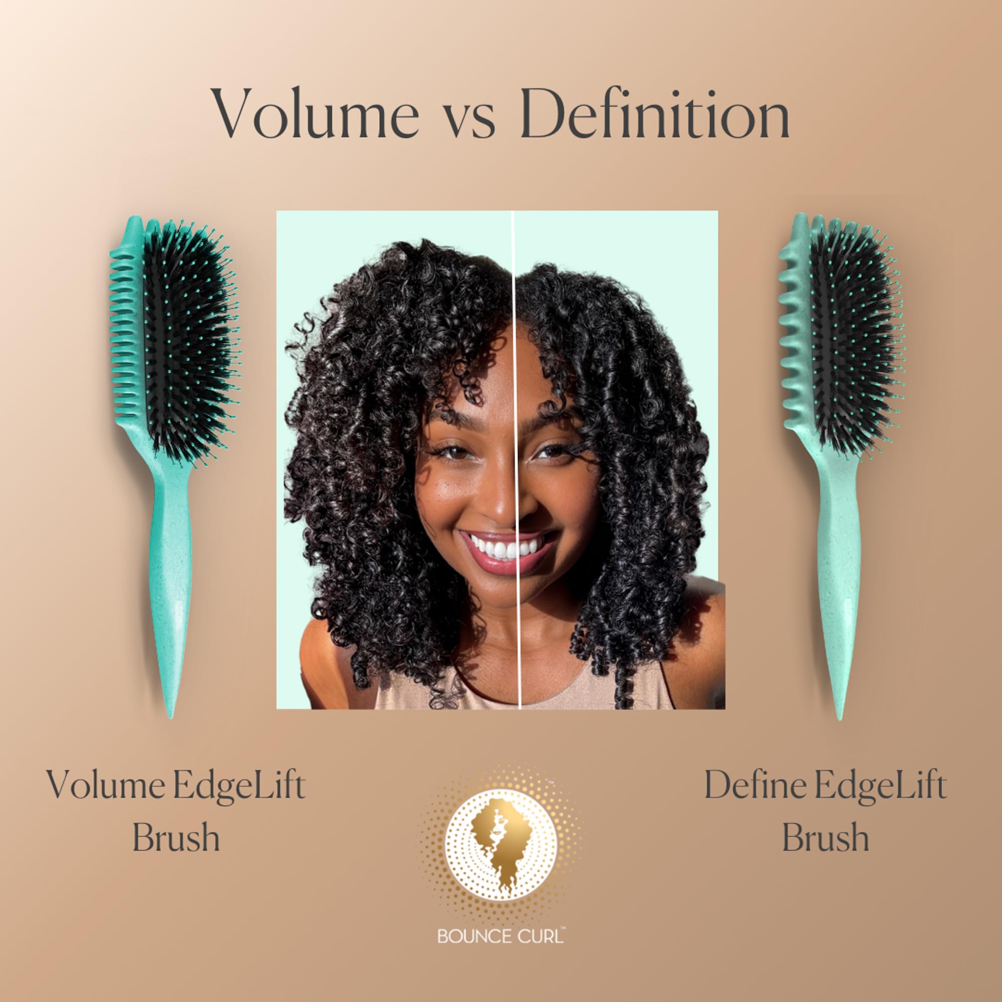 Bounce Curl Volume EdgeLift Brush airflow vent illustrates quick-dry during styling