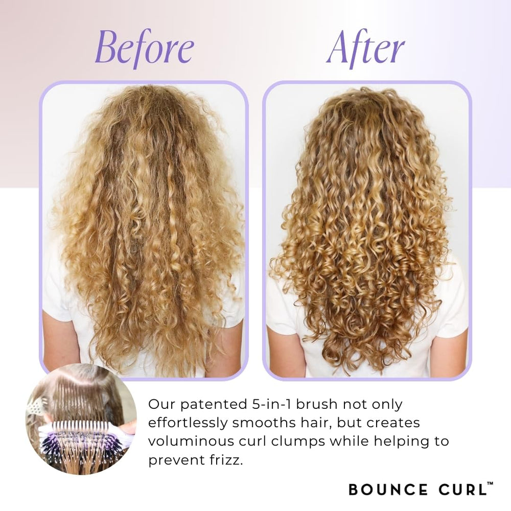 Bounce Curl Volume EdgeLift Brush in-hand demonstrates smooth glide and frizz reduction.