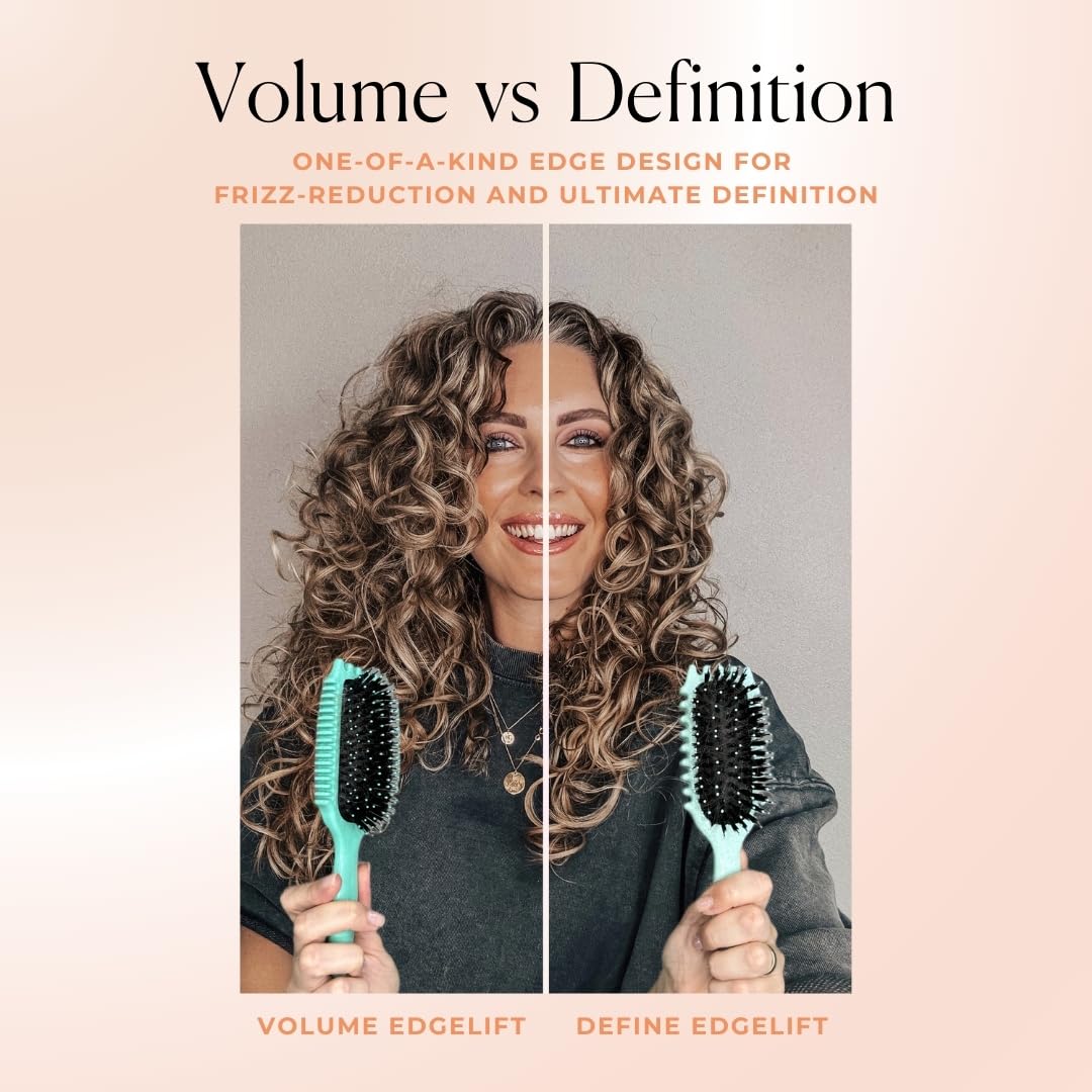 Bounce Curl Volume EdgeLift Brush narrow edge lifting curl clumps for volume.