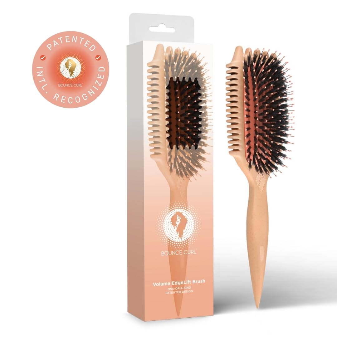Bounce Curl Volume EdgeLift Brush 4x thicker pad for durability and easy glide.