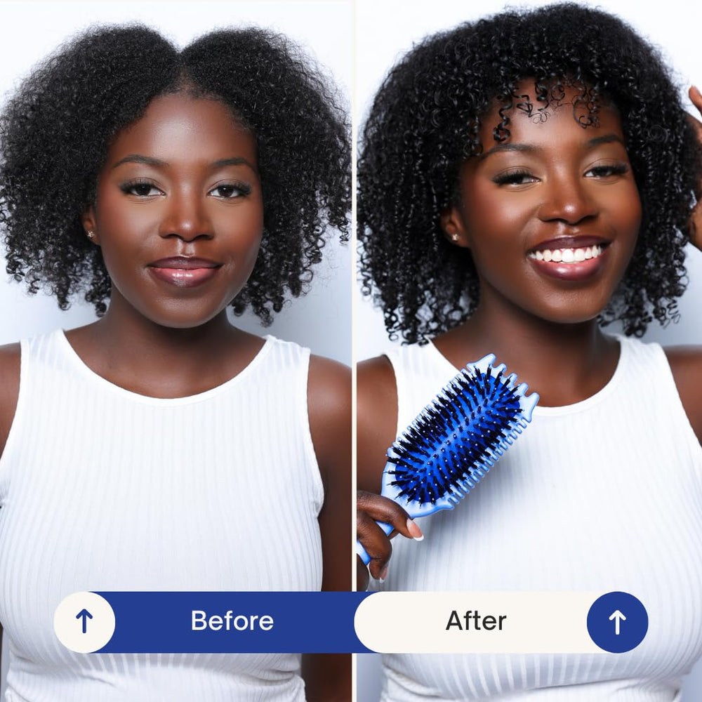 Bounce Curl Volume EdgeLift Brush vegan-bristles promote smooth styling and reduced frizz.