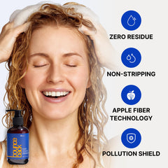 Bounce Style Wave Revival Shampoo application close-up showing gentle cleanse in action