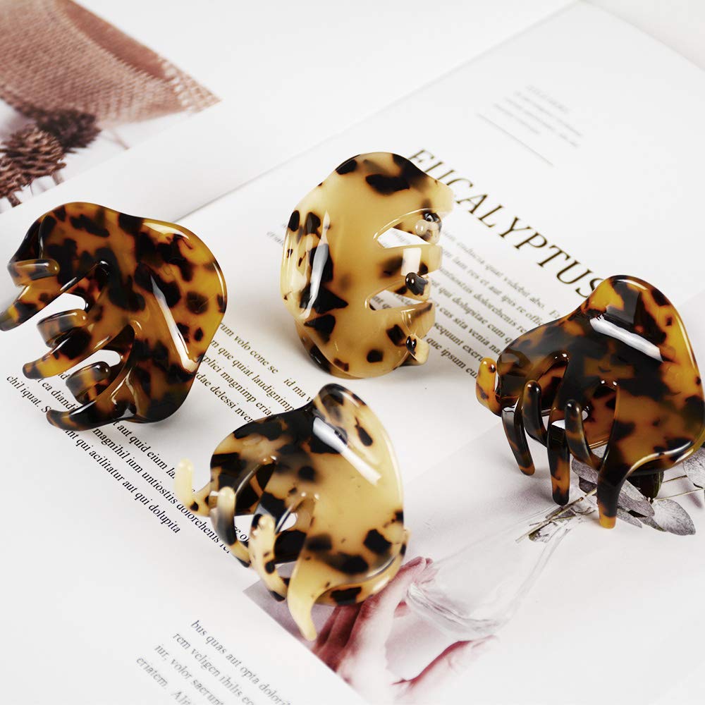 BOUNIQ hair clip leopard brown closeup shows durable acetate and timeless print.