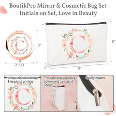 BoutikPro rose-gold compact mirror with regular and magnifying sides for makeup touchups.