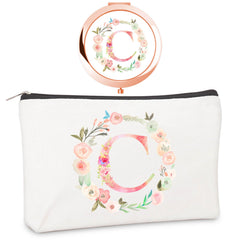 BoutikPro rose-gold monogram compact mirror front view for personalized gifting.