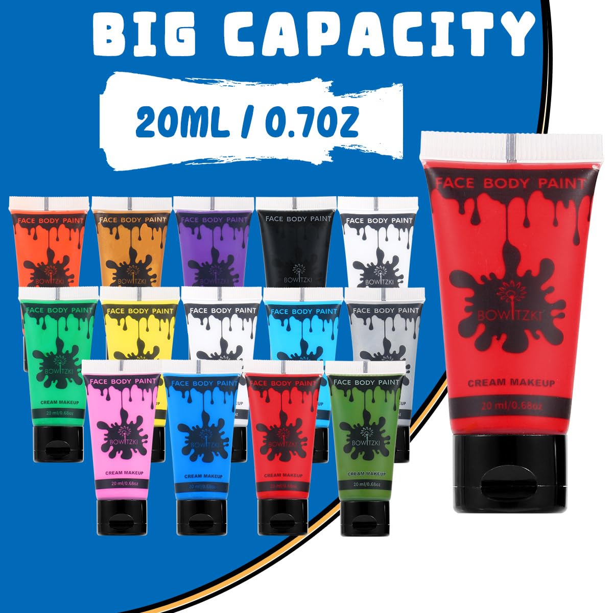 Bowitzki 14-color palette display for quick color matching and creative costumes.