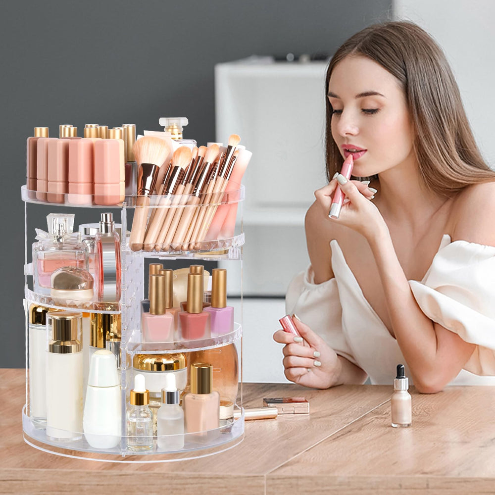 Boxalls brush-compartment-top stores brushes upright for easy makeup routines.