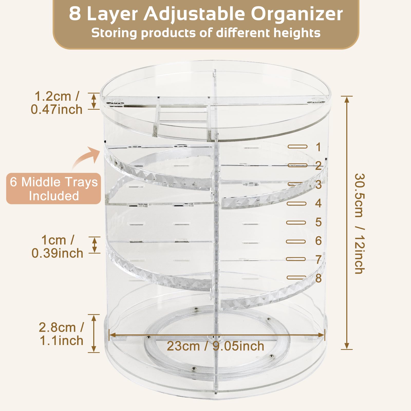 Boxalls clear-acrylic-vanity design blends with décor while keeping products visible.