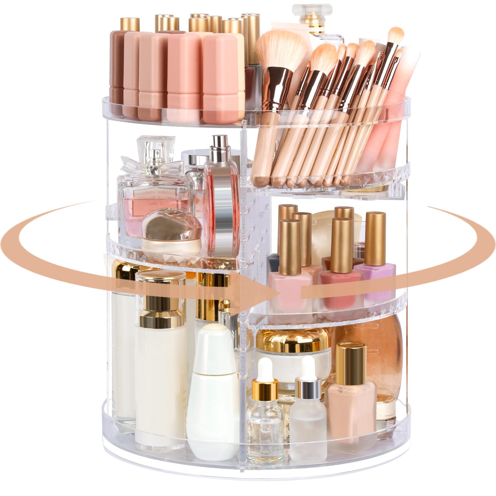 Boxalls makeup-rotating-organizer-360 top view for quick access to cosmetics.