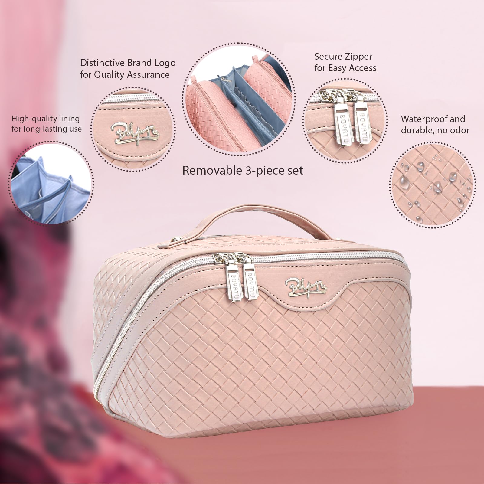 BOYATU detachable small zipper bags for easy packing and quick access.