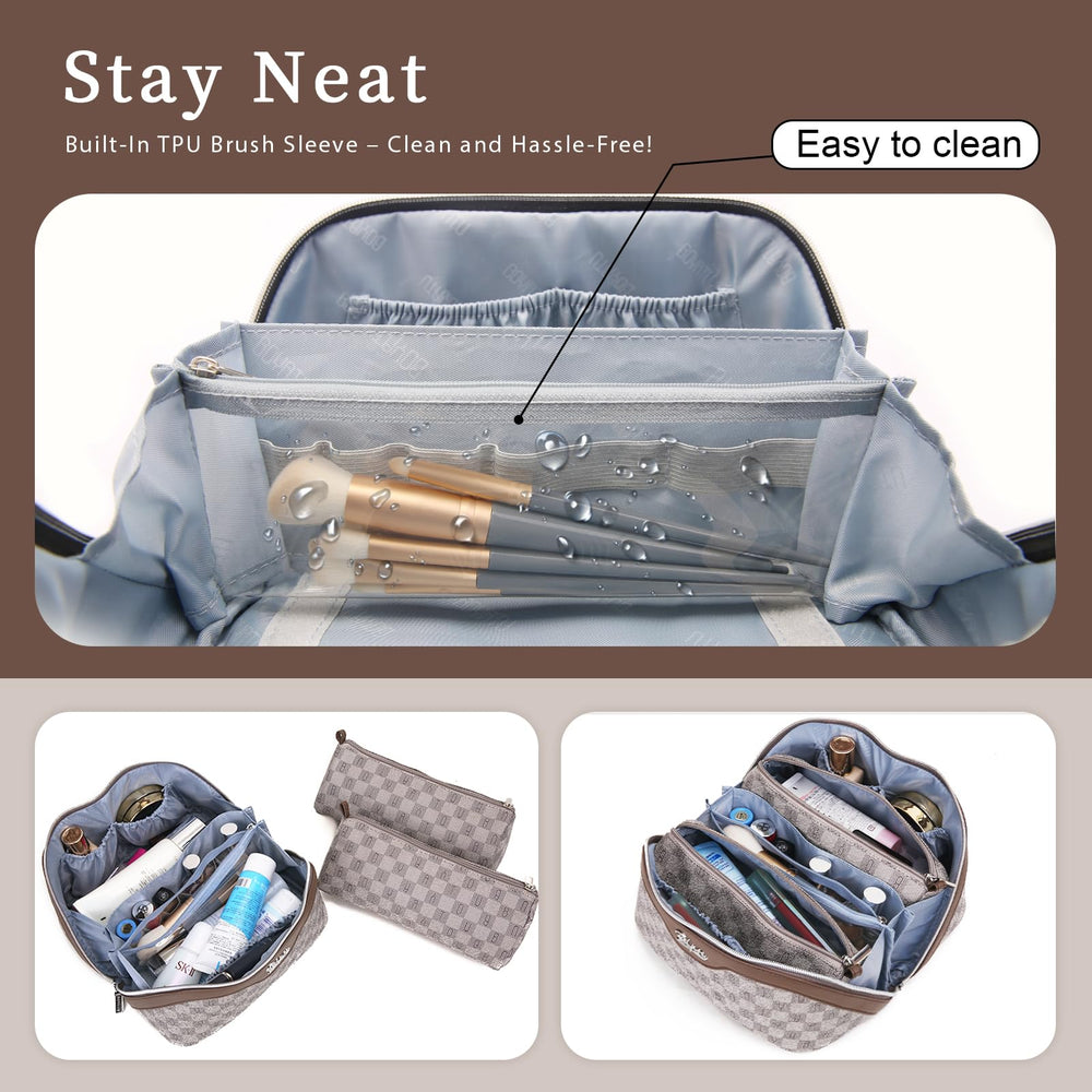 BOYATU dirt-resistant waterproof travel bag keeps cosmetics protected in any setting.