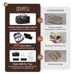 BOYATU L03 black makeup bag open compartments for organized cosmetics
