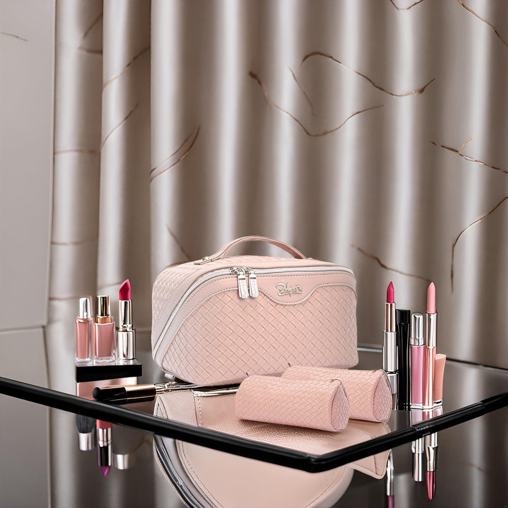 BOYATU multi-compartment makeup bag keeps cosmetics neatly organized.
