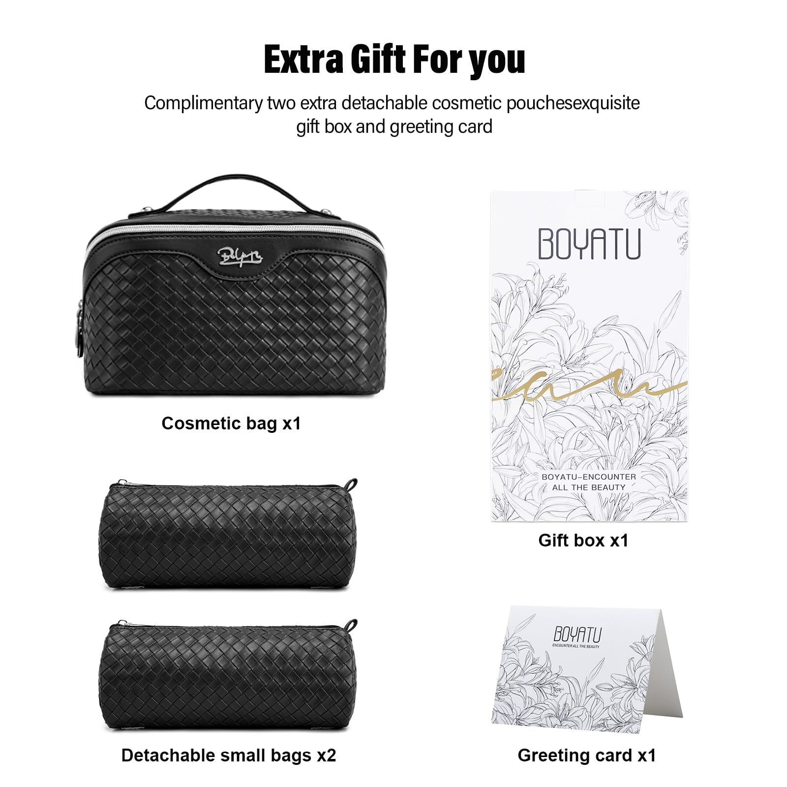 BOYATU multifunctional travel makeup bag for dresser, bag, or luggage