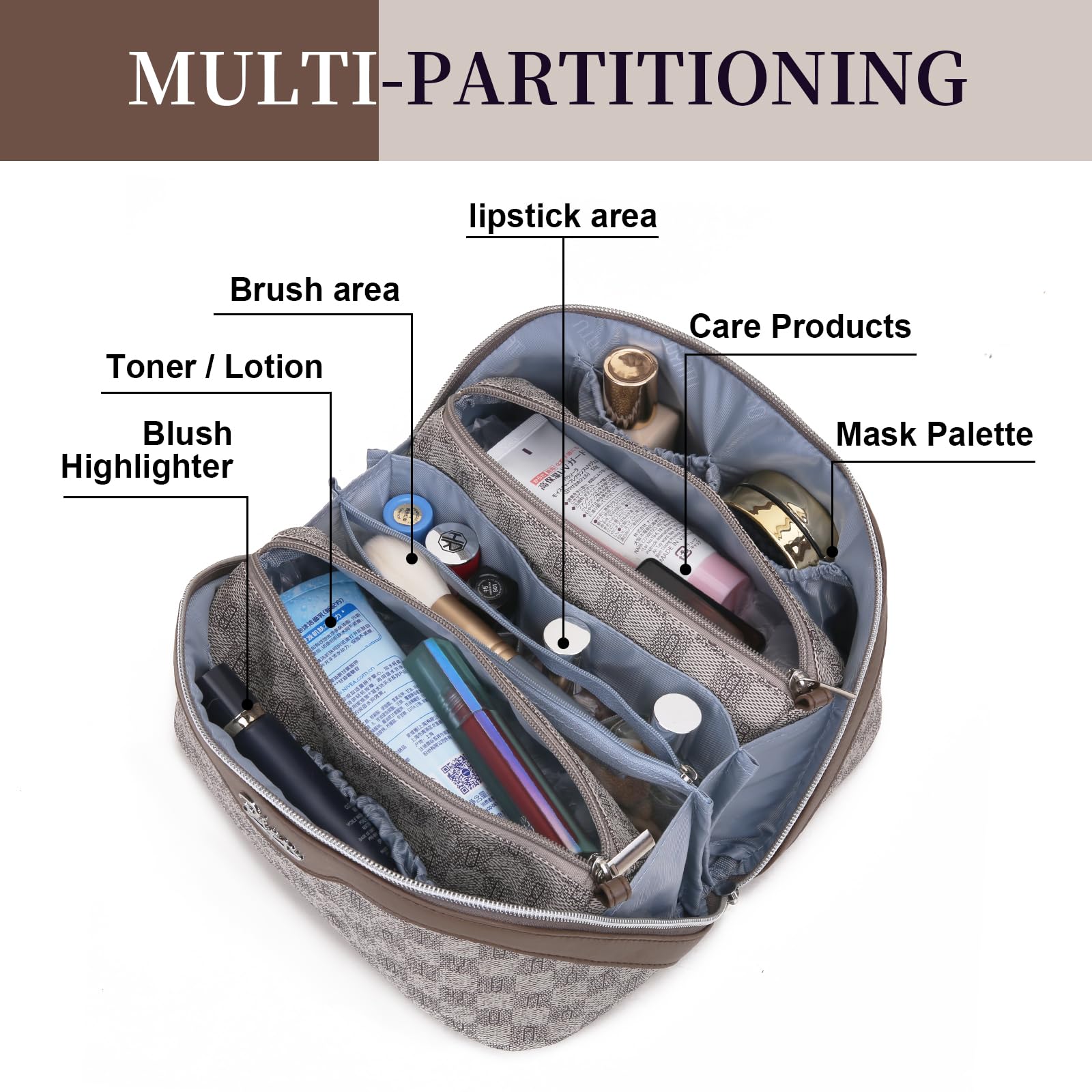 BOYATU versatile bag doubles as makeup, toiletries, or vanity organizer at home or on trips.