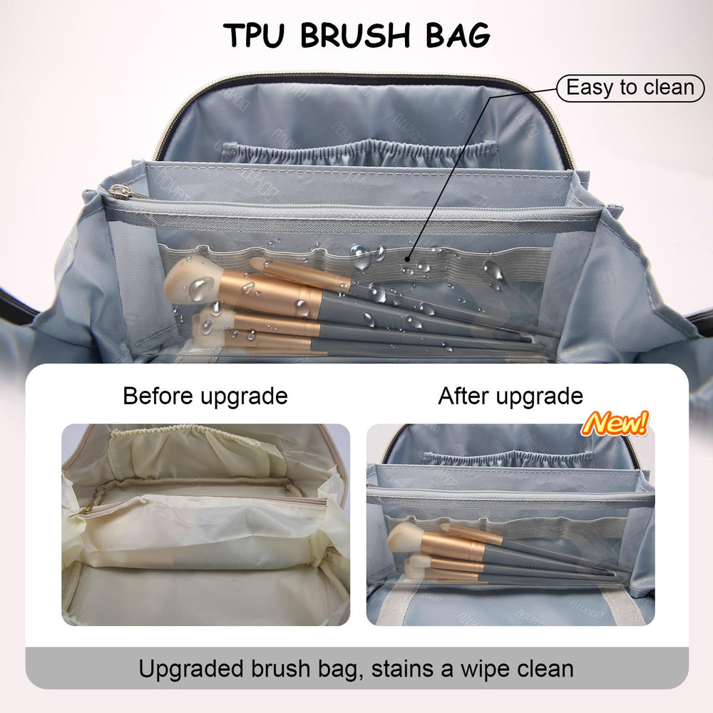 BOYATU PU leather cosmetic bag top view highlights durability