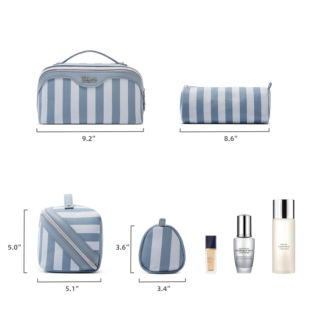 BOYATU travel makeup bag blue zipper opening enables easy packing and retrieval.