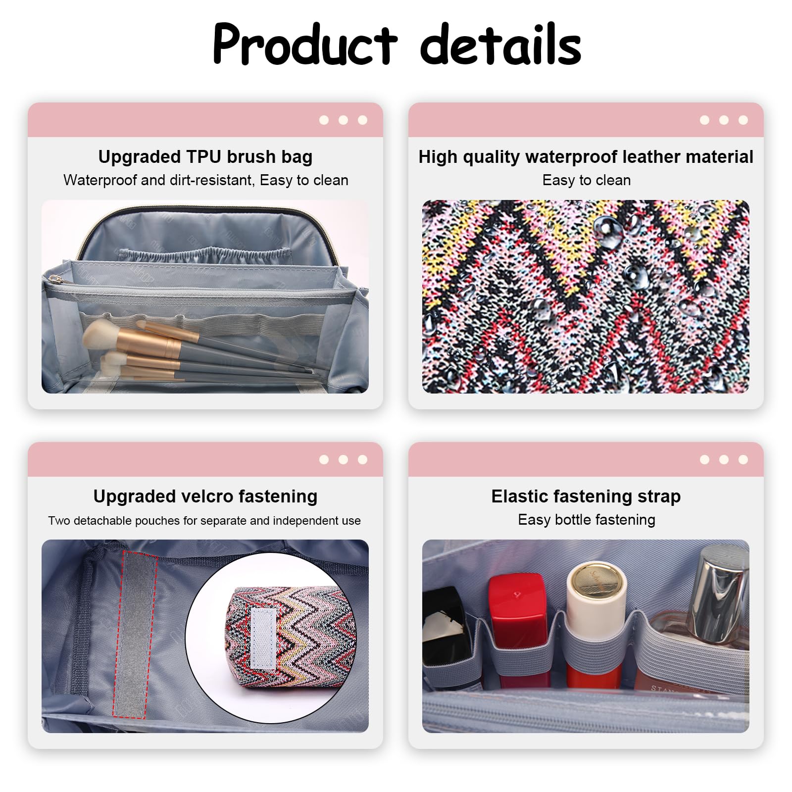 Boyatu bag shows five compartments for organized skincare and makeup