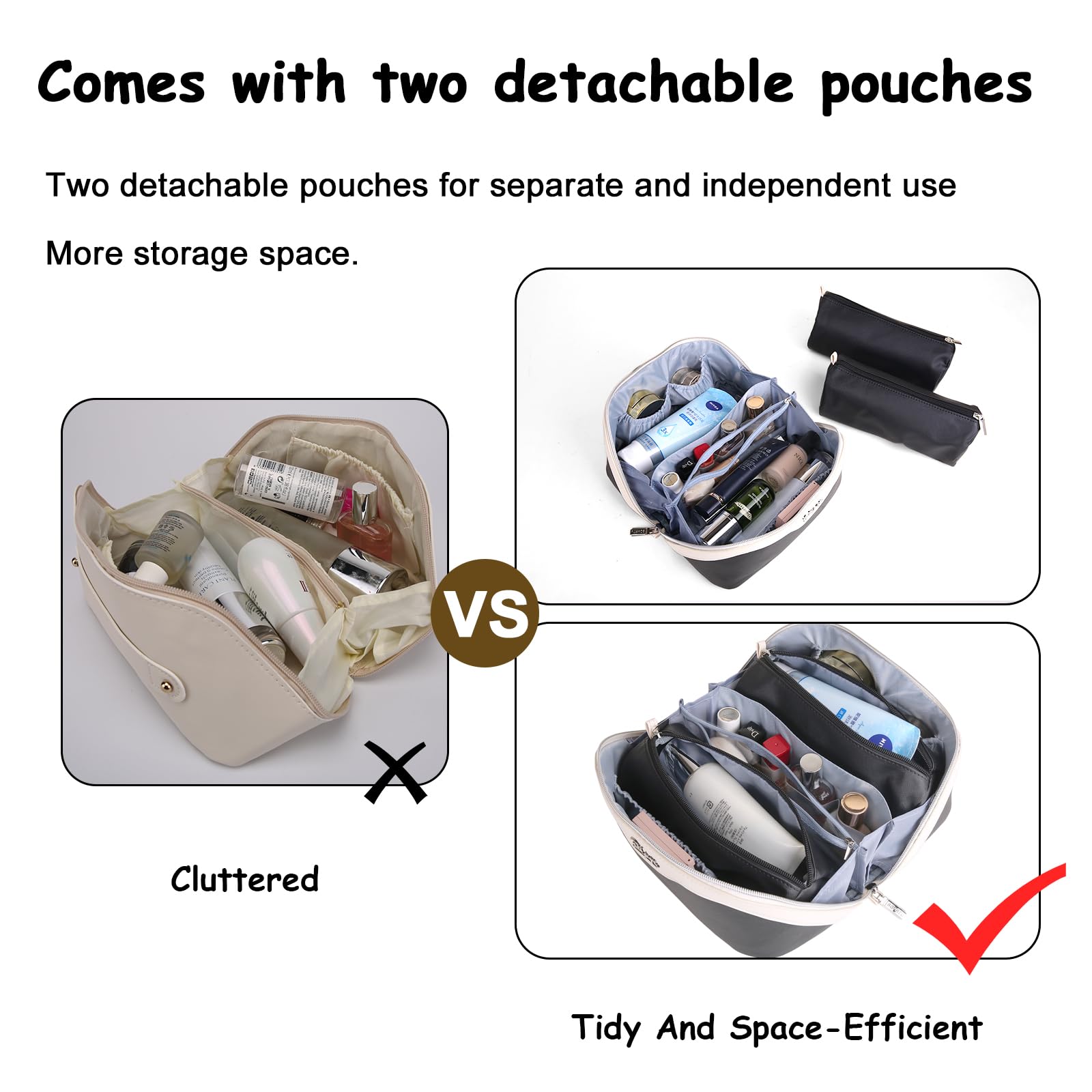 BOYATU travel makeup bag handle enables easy transport