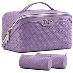 BOYATU travel makeup bag L01 purple front view, compact and on-the-go essentials.