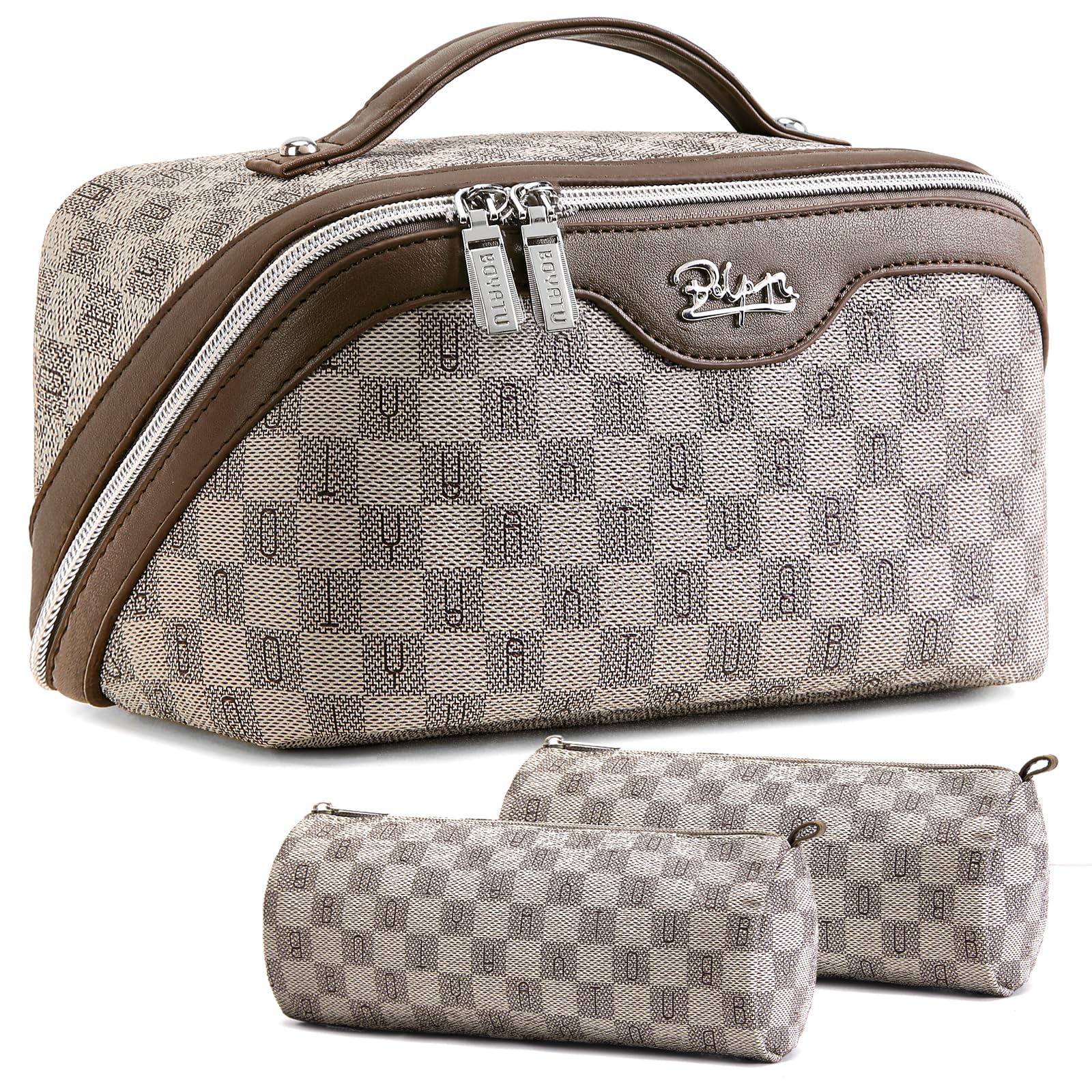 BOYATU travel makeup bag with large zipper opening for easy access and organization.