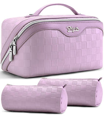 BOYATU travel makeup bag set with compartments keeps cosmetics organized on trips
